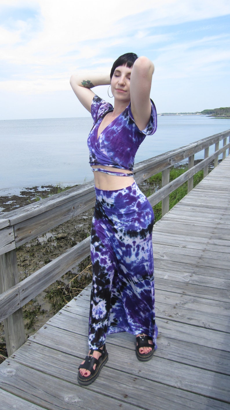 Tie Dye Maxi Skirt, Purple Tie Dye Skirt, XS-3XL image 9