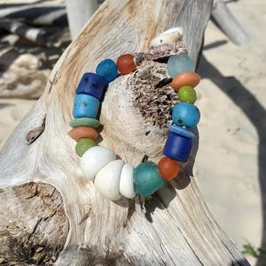Rare West African Shells with Reclaimed Glass Beads