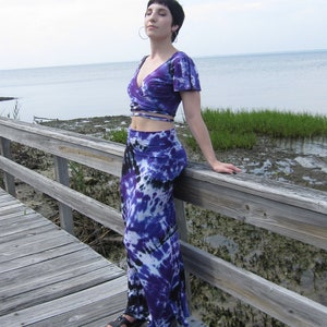 Tie Dye Maxi Skirt, Purple Tie Dye Skirt, XS-3XL image 7