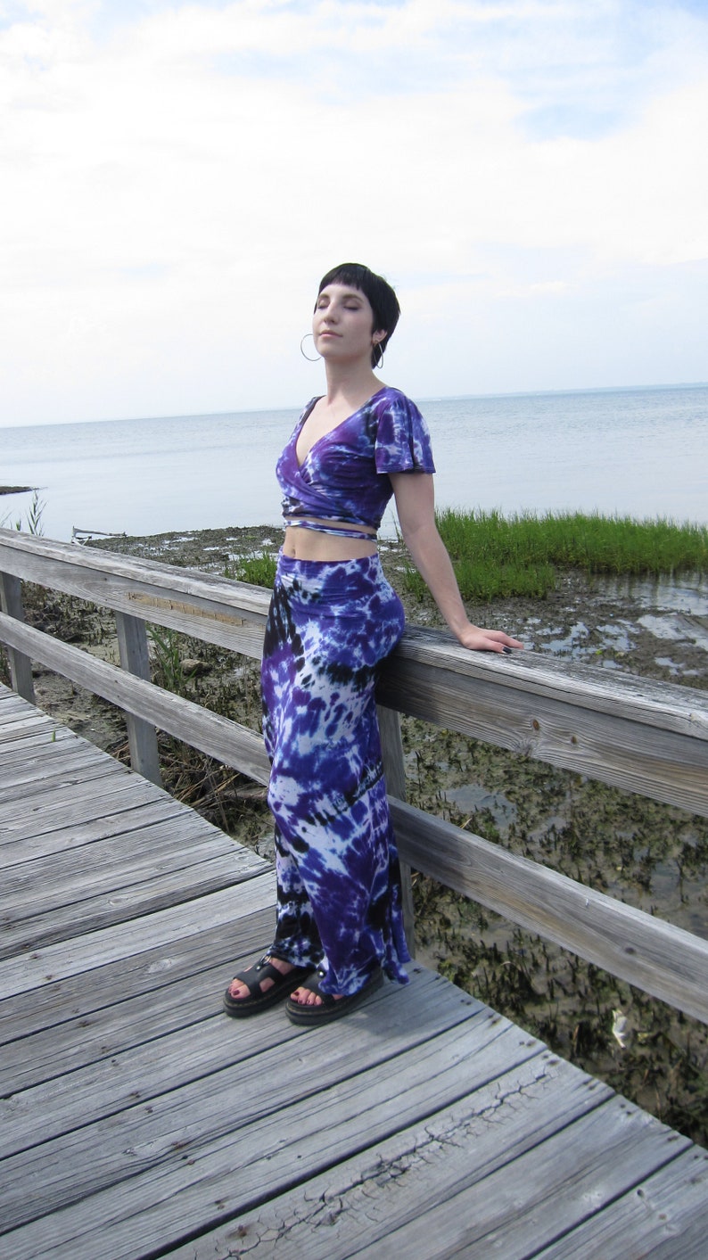 Tie Dye Maxi Skirt, Purple Tie Dye Skirt, XS-3XL image 7