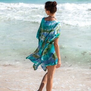 Blue & Green Tie Dye Beach Cover Up, Short or Long, 2 Sizes image 4
