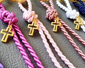 10pcs Keychain - Guest Gift Baptism Wedding Communion Cross Golden Hollow