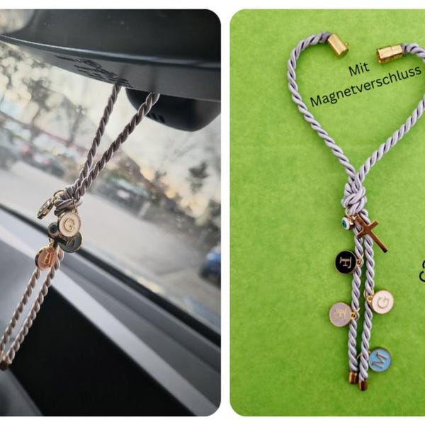 Rearview mirror pendant / car mirror pendant personalized with magnetic closure / choice of 1, 2, 3 or more charms (pendants)