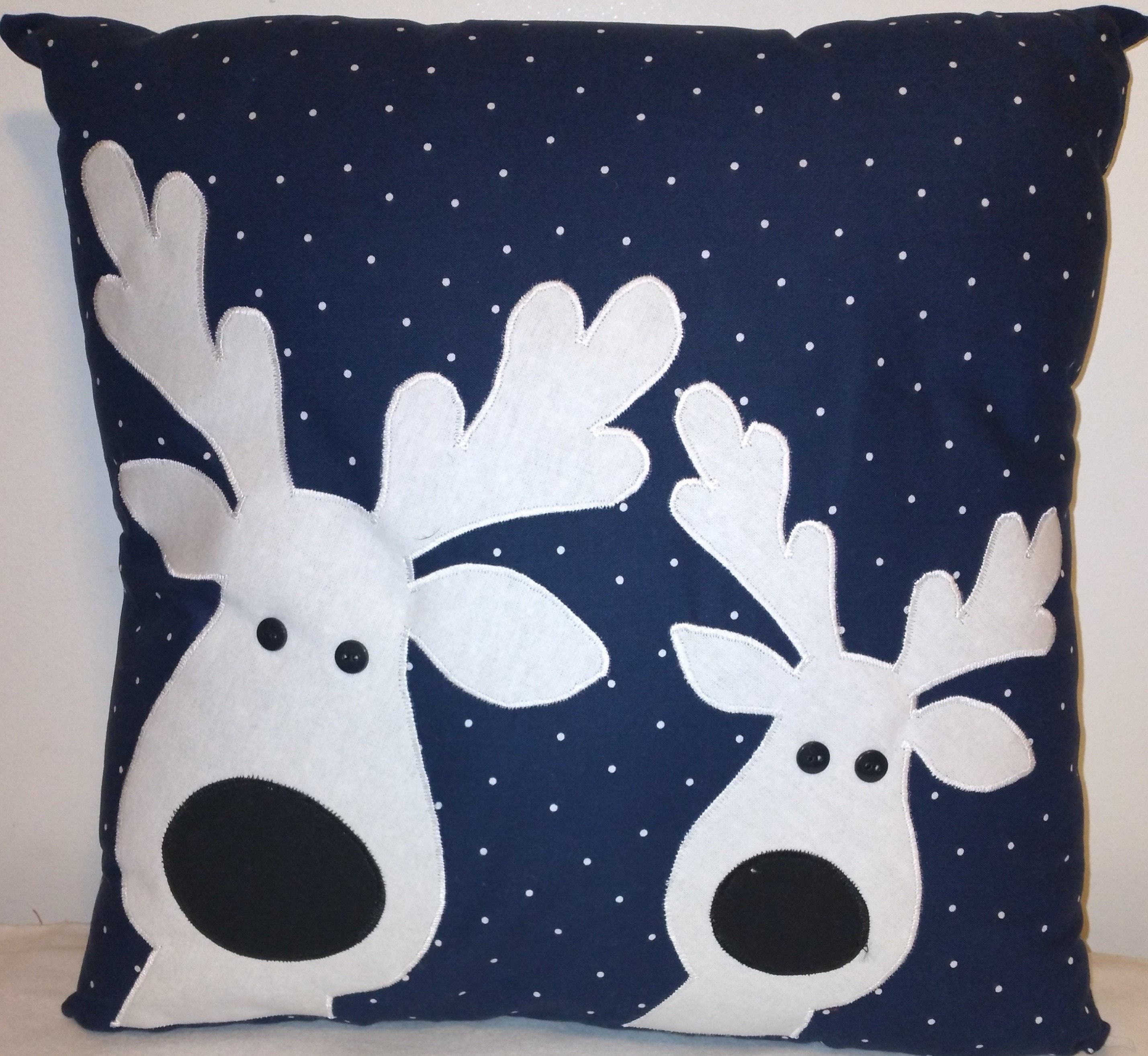 Tinsel Multicolor Christmas Reindeer Applique Embroidered 18 in. x 18 in.  Throw Pillow