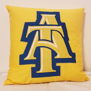 Blue and Yellow A & T Aggies Throw Pillow - 18&quot; x 18&quot; Pillow Insert Included