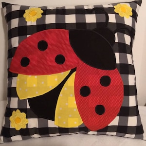 Ladybug Buffalo Check Throw Pillow - 18&quot; x 18&quot; Pillow Insert