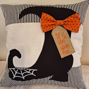 Playful Handmade Halloween Throw Pillow - Approx. 18&quot; x 18&quot; Pillow Insert Included
