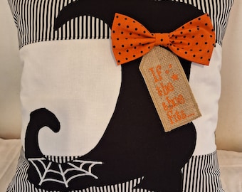 Playful Handmade Halloween Throw Pillow - Approx. 18" x 18" Pillow Insert Included