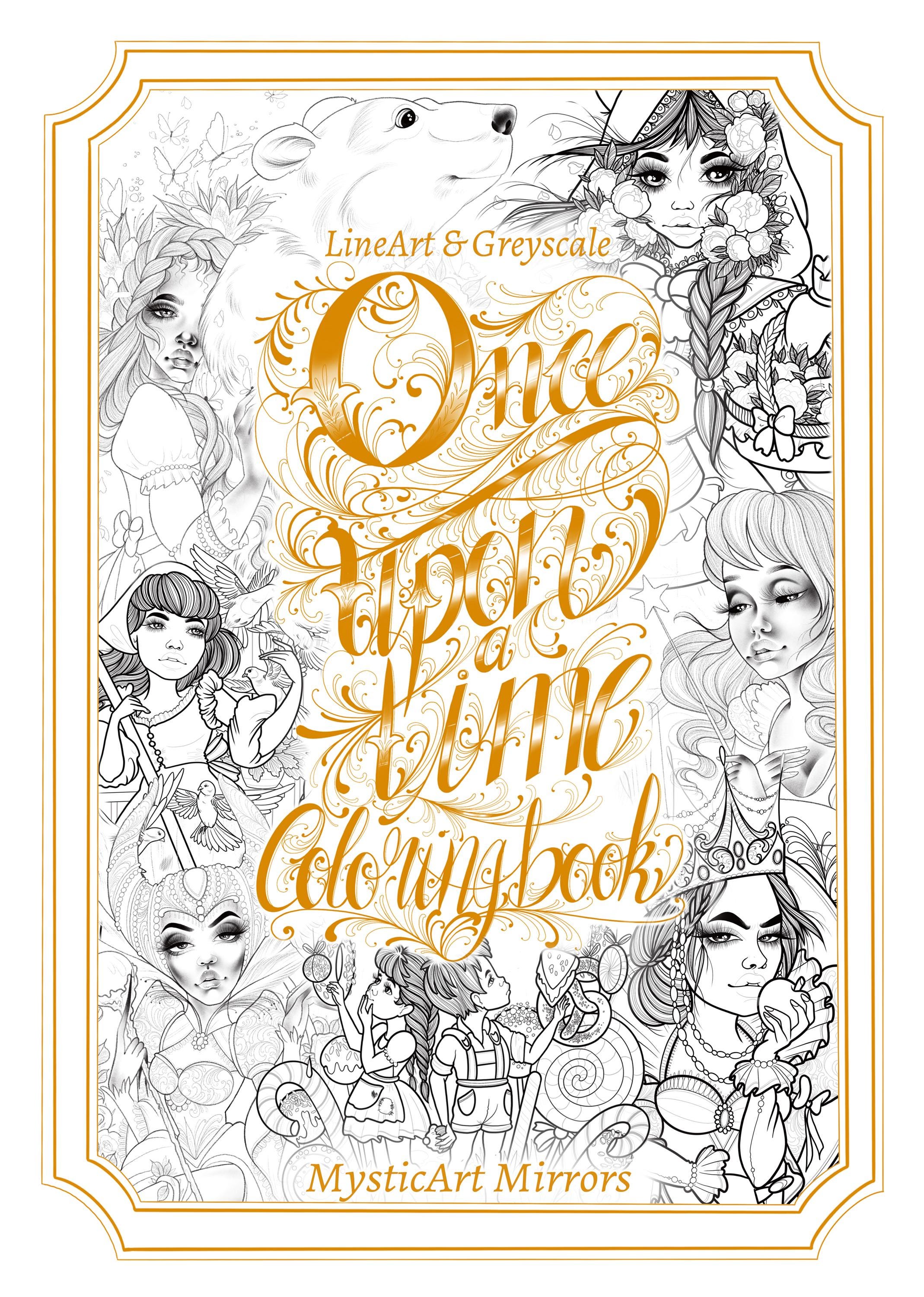 Once Upon a Time Coloring Book LINE-ART & Greyscale in 1 Book - Etsy
