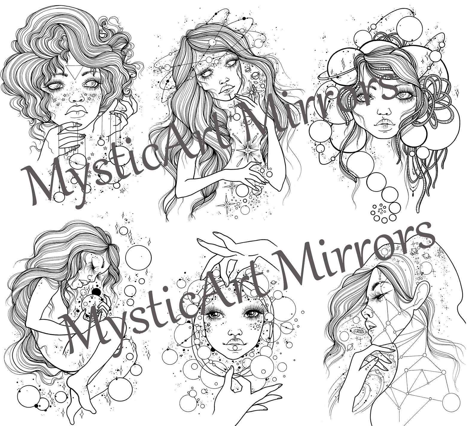 Coloring Book Galaxy Girl for Kids & Adults digital PDF Etsy