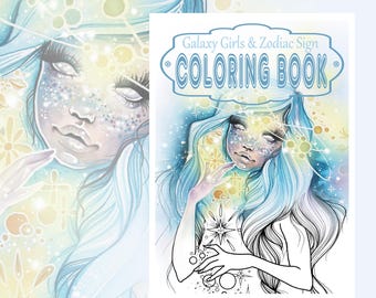 Coloring Book Galaxy Girls & Zodiac Sign