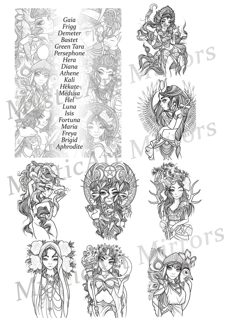 Goddess Spell pdf Colorng Book Printale digital image 5