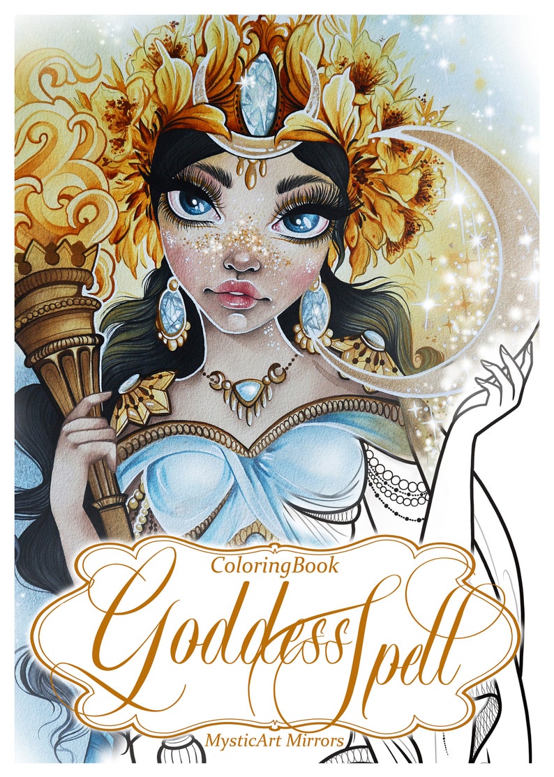 Goddess Spell pdf Colorng Book Printale digital image 2