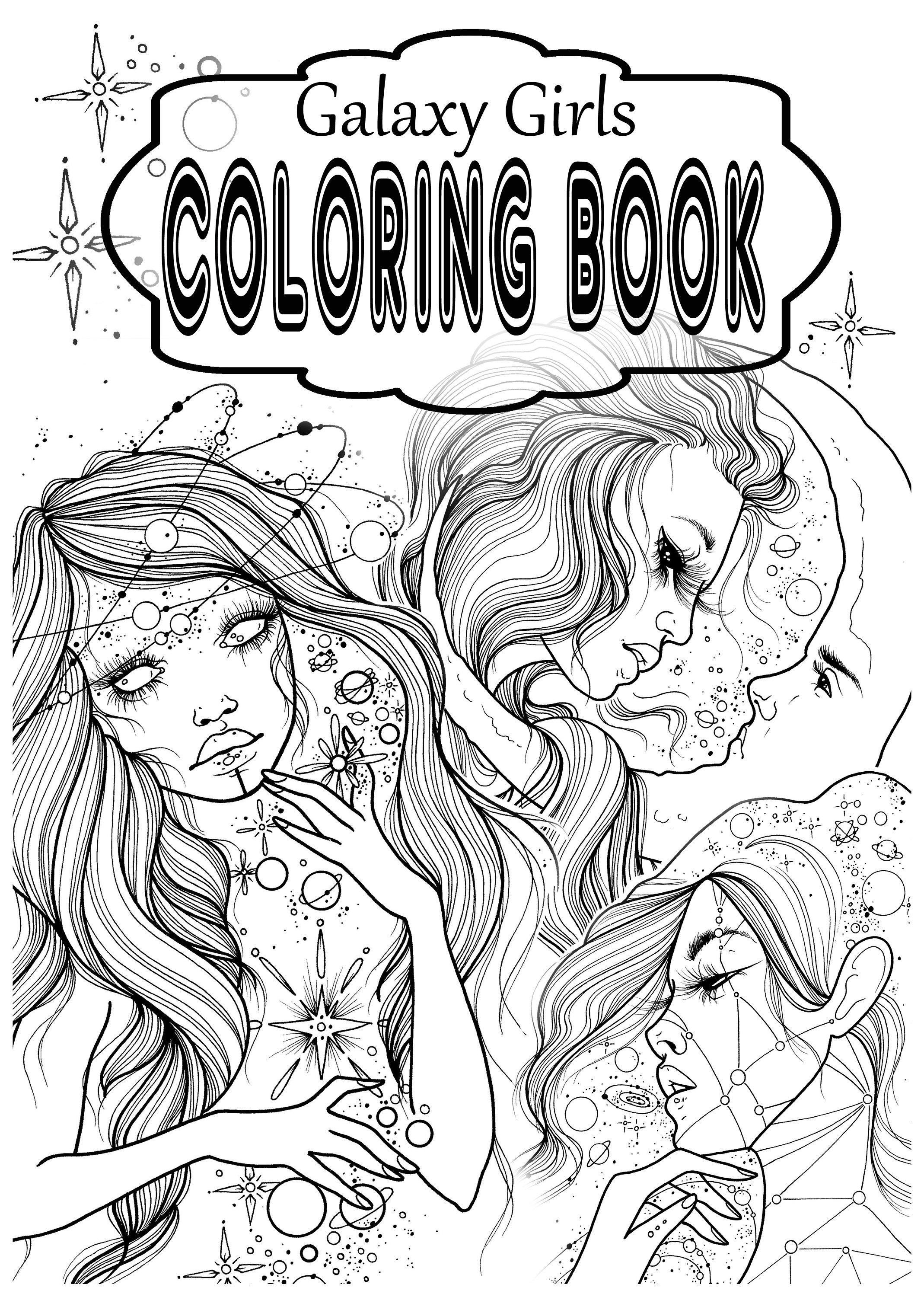 Coloring Book Galaxy Girl for Kids & Adults digital PDF | Etsy