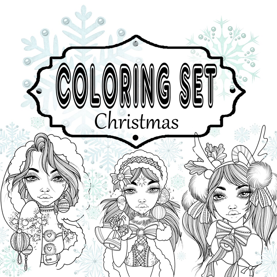 Coloring Set Christmas PDF Digital Download Printable - Etsy