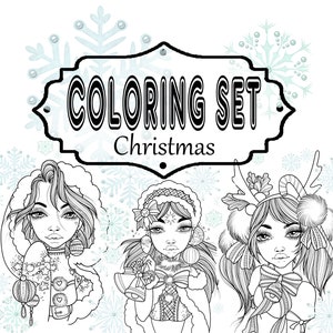 Coloring Set Christmas PDF digital download printable