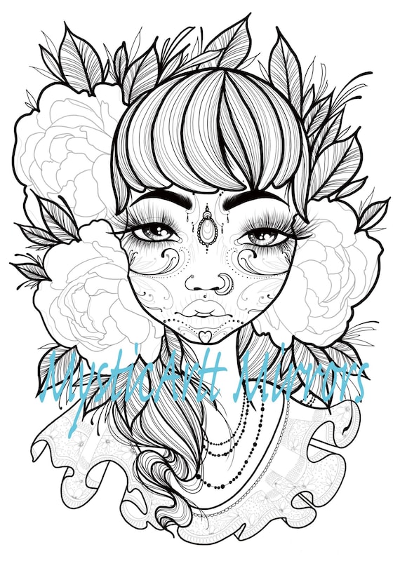 Coloring Set Dia De La Muertos Coloring Set La Catrina Sugar Skull Digital  PDF 