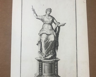 c.1704  Plate CXII CLIO Engraving of antique statue of CLIO by Domenico de Rossi