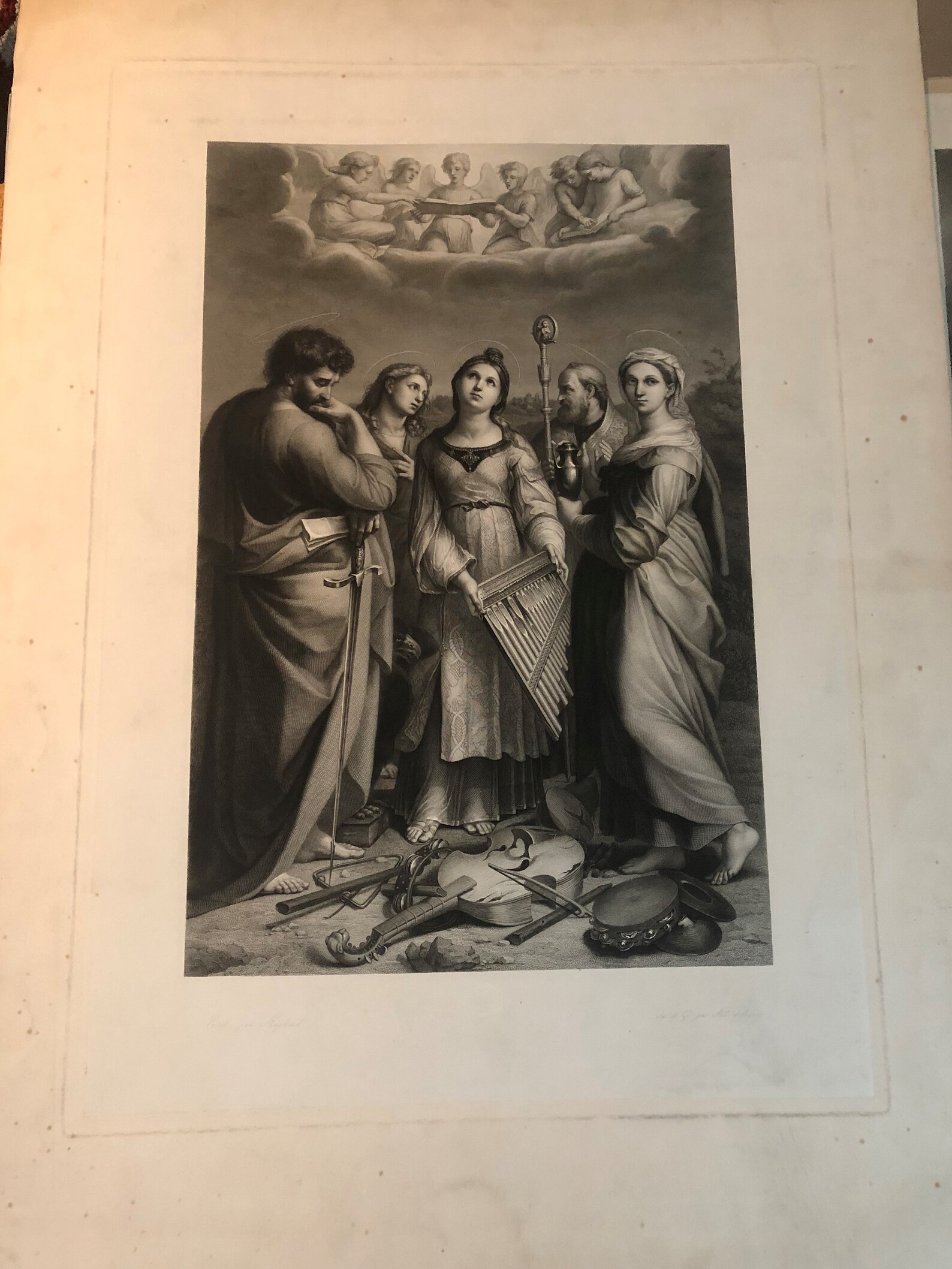 Large Antique Engraving The Ecstasy of St. Cecilia by Etsy