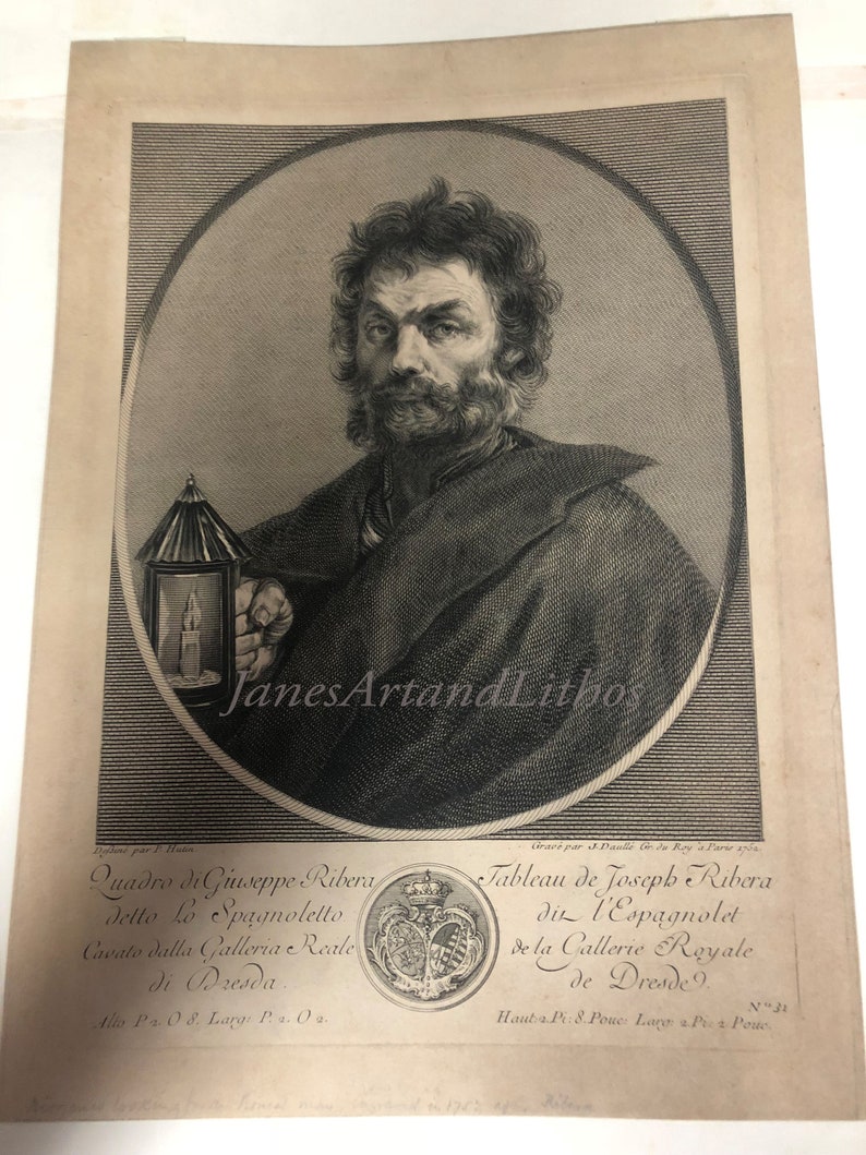 C1752 DIOGENES, Paris Engraving, Eccentric Greek Philosopher, Holding ...