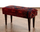 Ottoman Upholstered Bench, Handmade Furniture, Turkish Rug Bench, Aztec Bench, Farmhouse Decor, Entry Bench