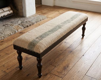 Vintage ottoman bench, coffee table, upholstered stool, bedroom kilim rug furniture, foot stool