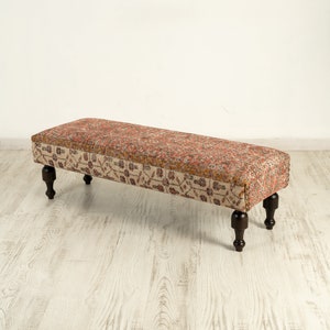 Banco, mesa de centro otomana, banco con alfombra boho kilim, taburete vintage