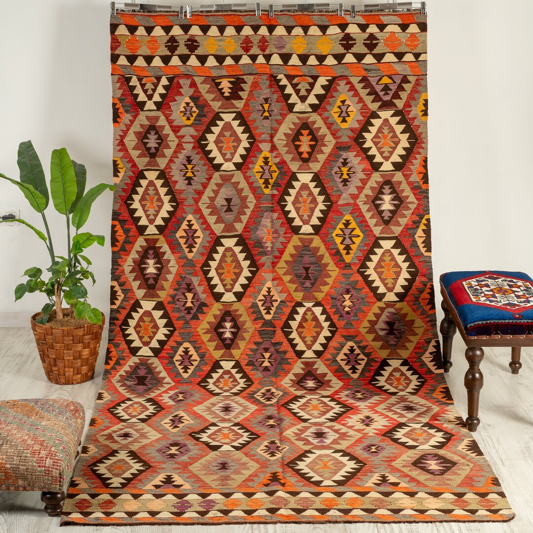 Hm Rug Kelim 4.8 X 10.1 Ft Flat Woven Kilim Rug, Rug, Vintage Kilim Rug, Area Tribal ...