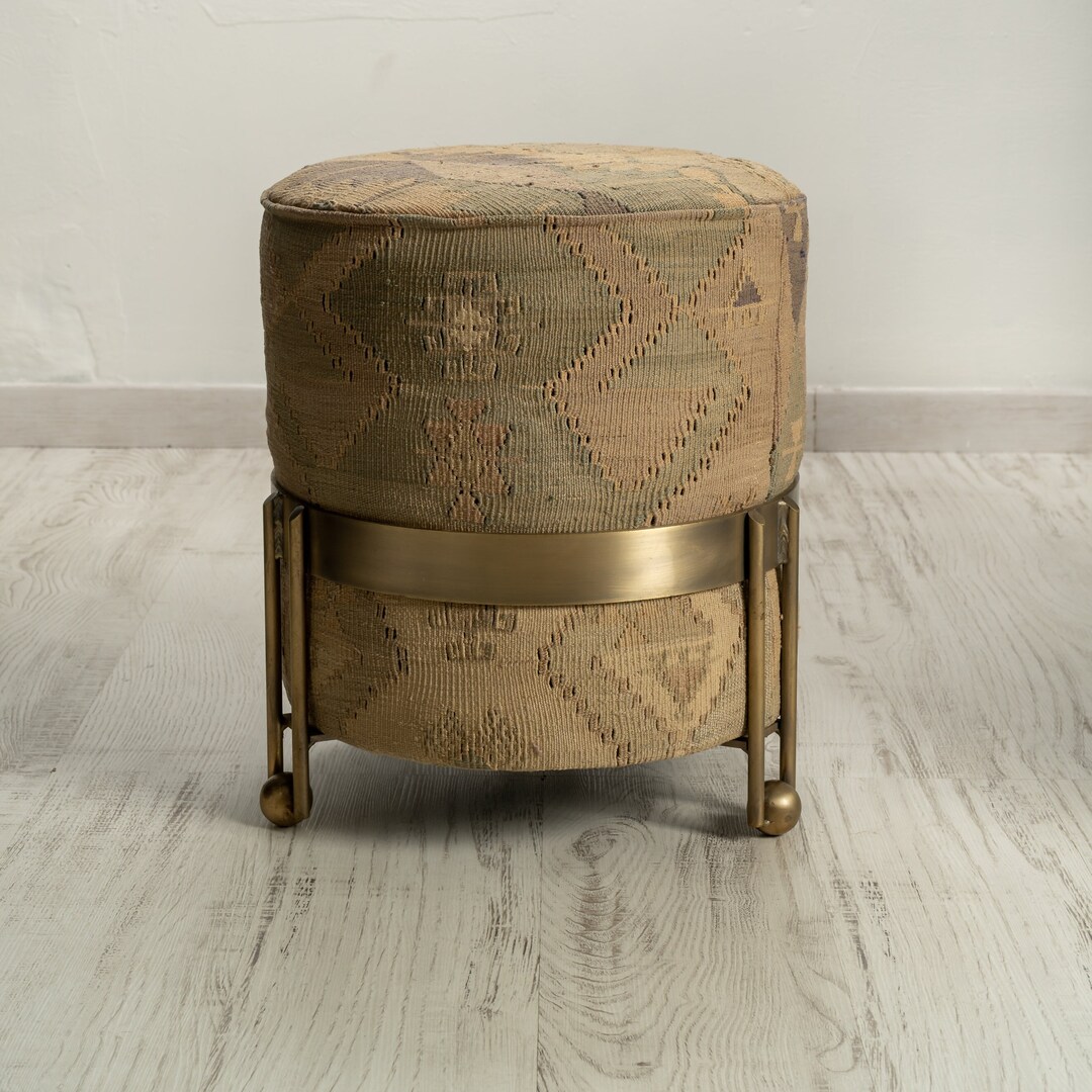Round Ottoman, Ottoman Upholstered Stool, Dressing Stool, Living Room ...
