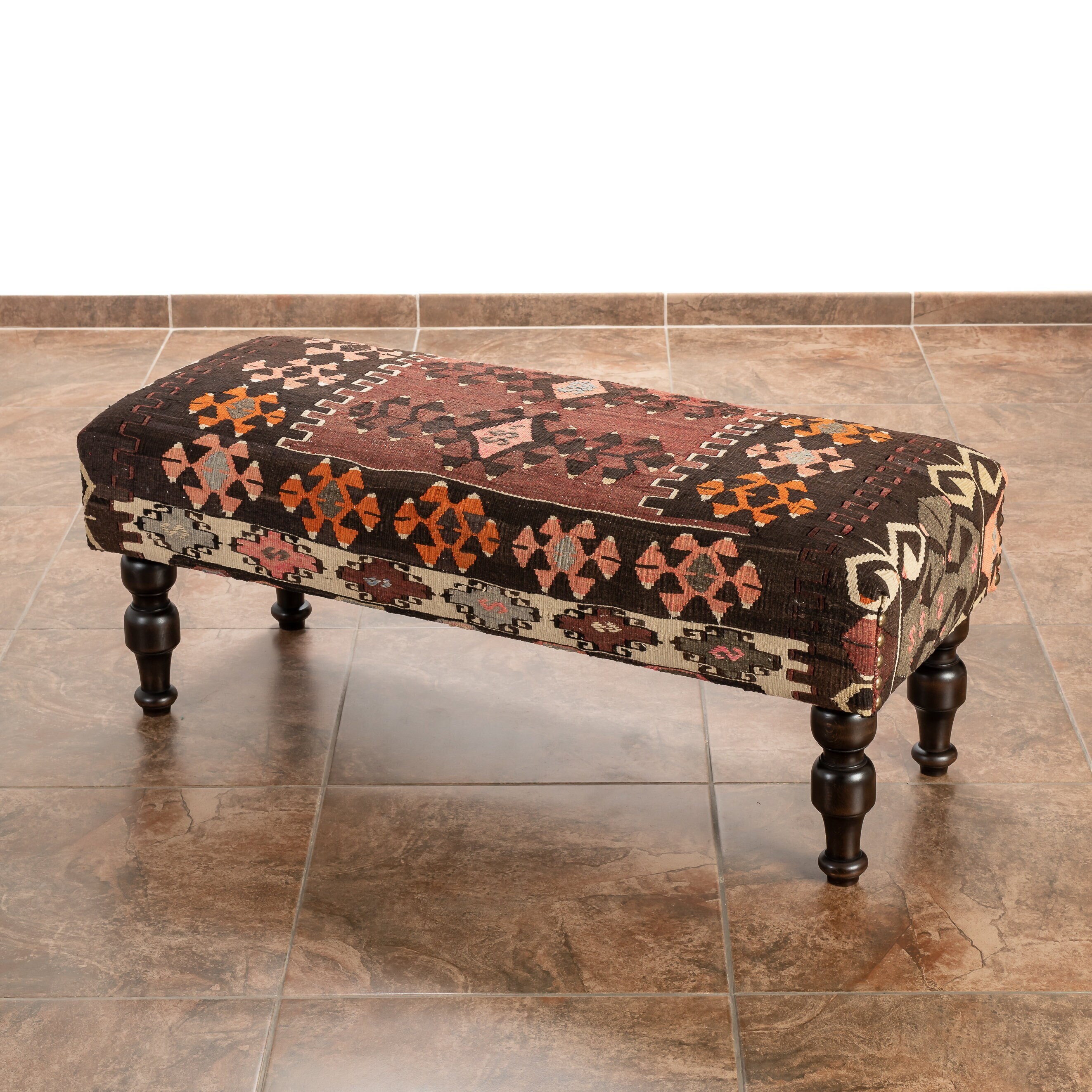Ottoman Upholstered Bench Handmade Furniture Hand woven Vintage
