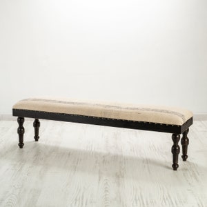 Banco, taburete otomano con alfombra kilim, taburete blanco para muebles