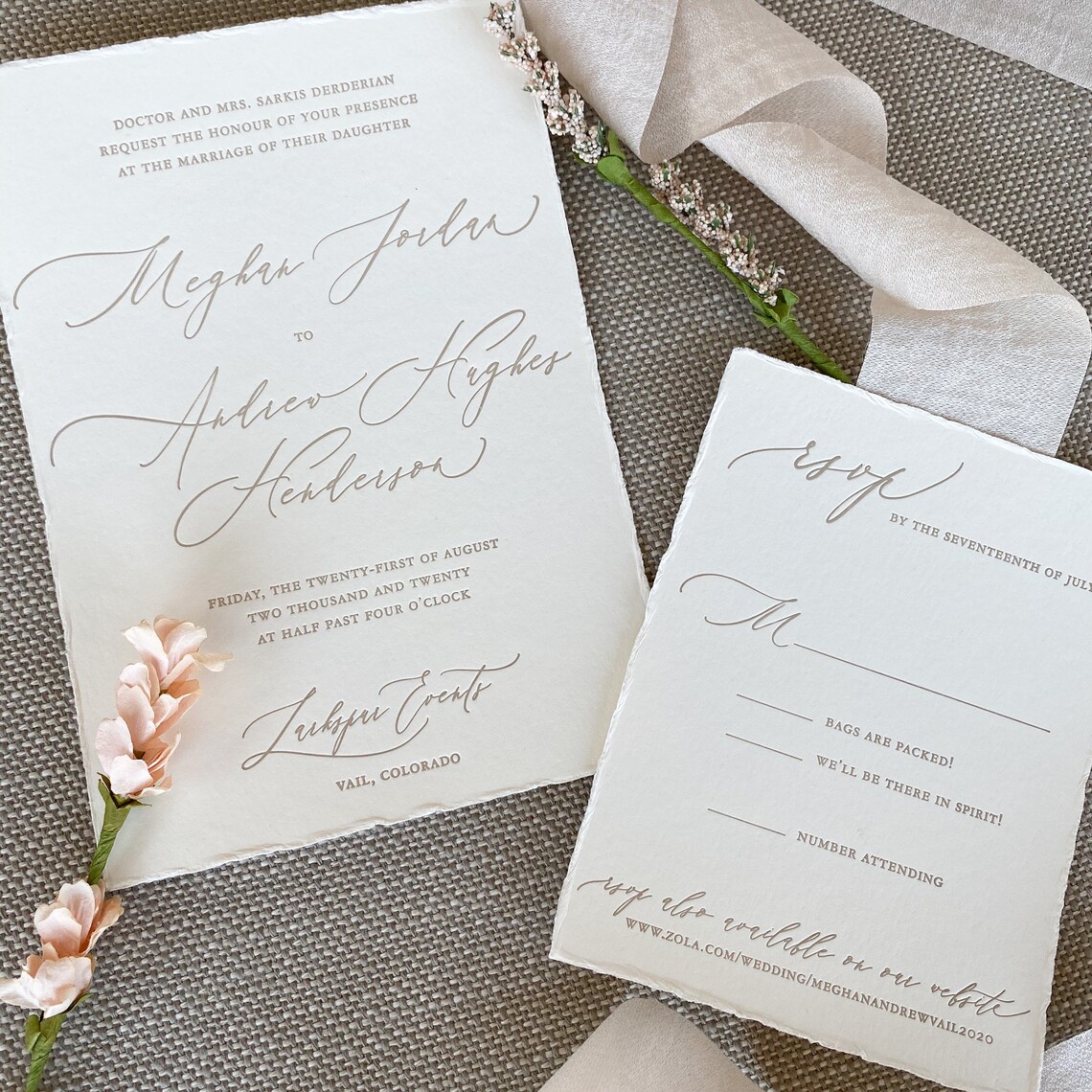 Letterpress Wedding Invitation Suite DEPOSIT Etsy Israel
