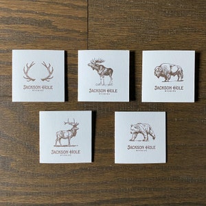 MINI CARD SET of 5 and Single Cards - Grand Teton National Park Jackson Hole Moose, Elk, Bear, Bison, Antlers, Mountains