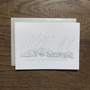 Grand Teton National Park Mountain Range Peaks Jackson Hole Wyoming Letterpress Greeting Card