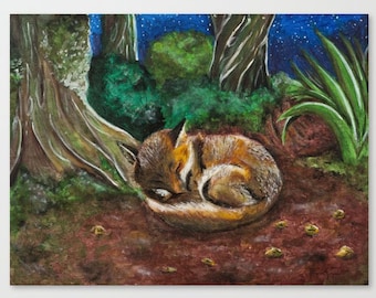 Sleepy Fox - Canvas Print