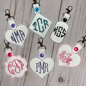 Embroidered Monogram Key Fob – Personalized Keychain Wristlet – Custom Key Holder Gift for Her – Monogrammed Key Ring for Women