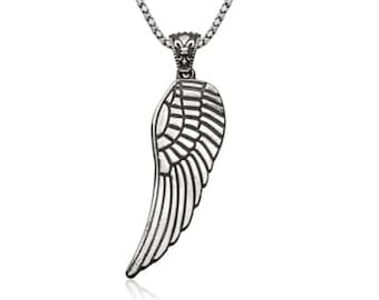 Silver Angel Wing Necklace, Mens Silver Necklace, Mens Angel Wing Necklace, Angel Wing Jewellery, Mens Necklaces, Angel Wing Charms