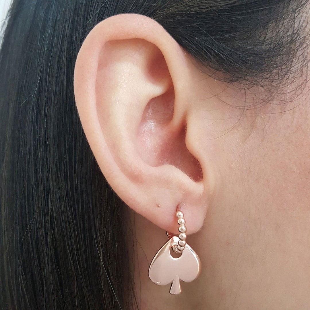Spades Shaped Dangle Hoop Earrings, Women Earring, Women Gift İdeas