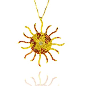 Sun Shaped Necklaces, Sun Shaped Charms, Women Necklaces, Lovely Sun Necklace, Women Gift İdeas, Silver Necklaces, Summer Necklaces,