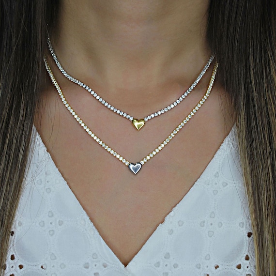 Heart Shaped Tennis Necklace