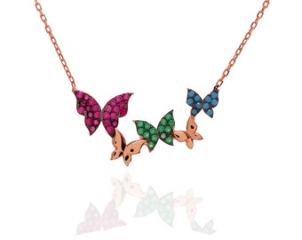 Five Butterflies Necklace, Five Butterflies Charms, Lovely Butterfly Necklaces,Butterfly Jewelry, Butterfly Necklaces, Animal Necklaces