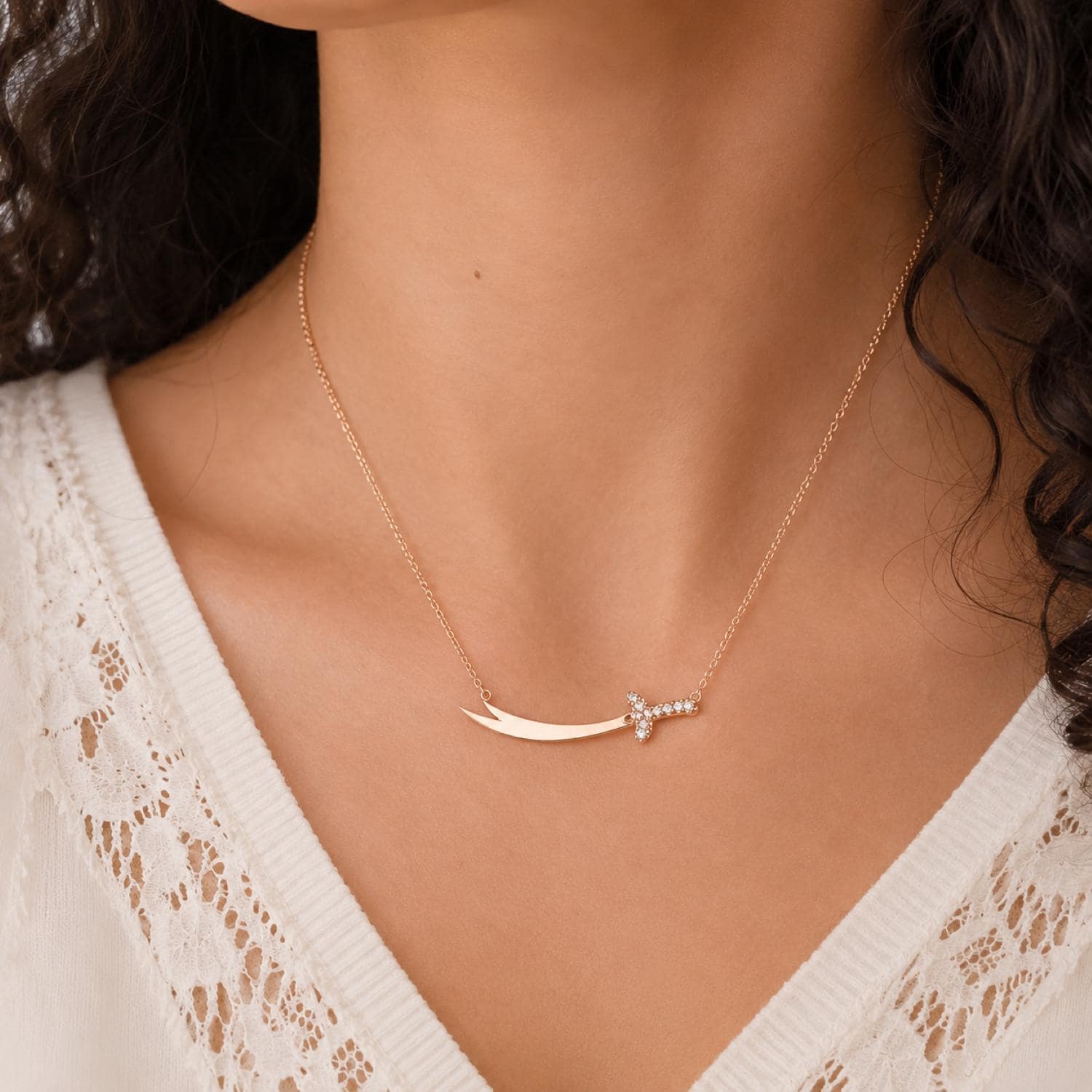 Silver the Sword of Wisdom Zulfiqar Necklace, Womens Silver