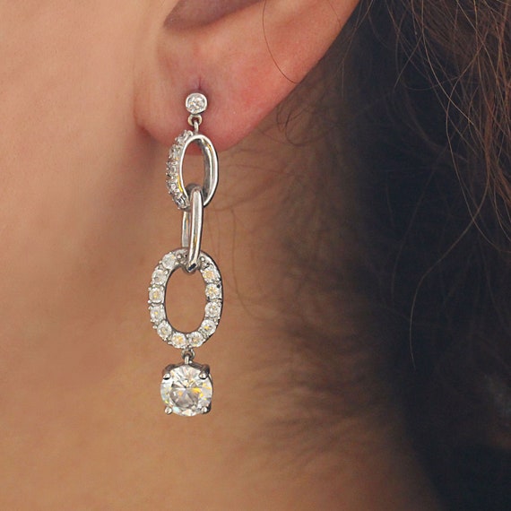 JeweBella Orecchini Donna Lobo in Argento 925 - Orecchini Pietra Portafortuna Anallergici - Grandi Orecchinia Lobo 8mm - Orecchini a Bottone Punto Luce