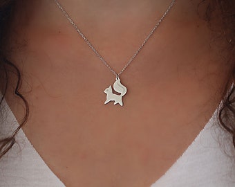Eekhoorn vormige ketting, eekhoorn charms, mooie eekhoorn ketting, vrouwen gift İdeas, ketting voor vrouwen, dierlijke kettingen, zilveren ketting