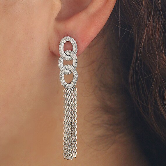 Orecchini croce argento sterling 925 catena lunga goccia gioielli
