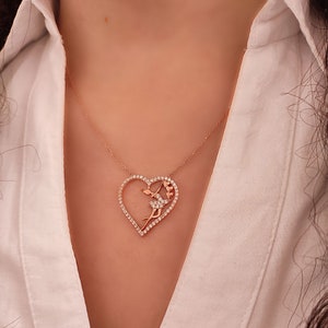 Ballerina Girl Shaped Necklaces, Heart Shaped Necklaces, Women Gift İdeas, Women Necklace, Silver Necklace, Ballerina Girl, Heart Charms