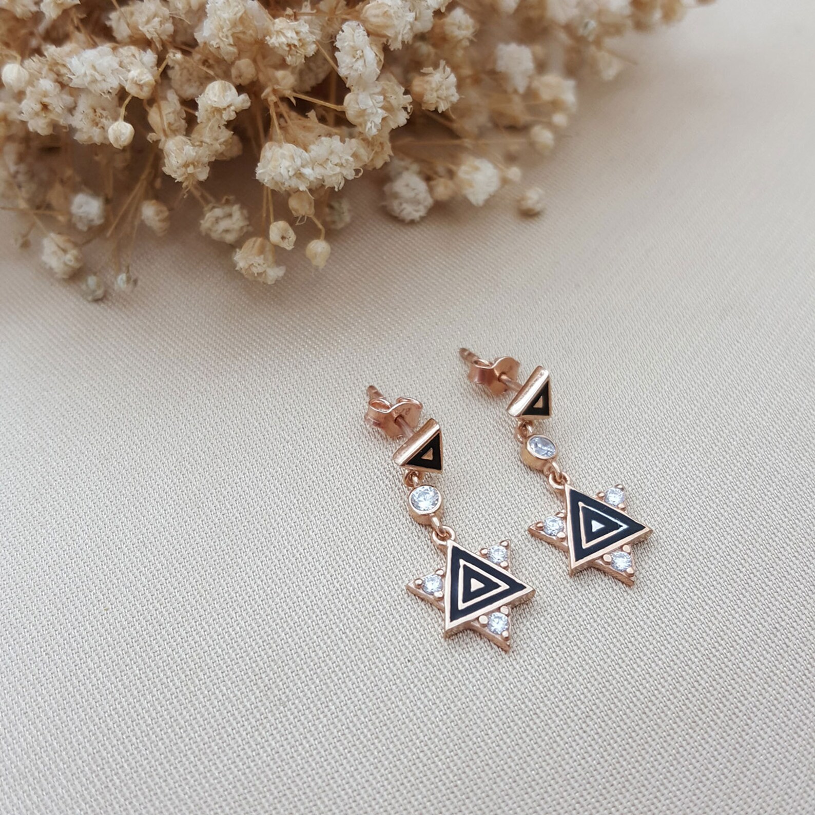 Triangle Shaped Enamel Stud Earrings Women Earring Women Etsy UK