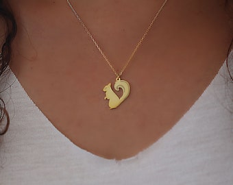 Eekhoorn vormige ketting, eekhoorn charms, mooie eekhoorn ketting, vrouwen gift İdeas, ketting voor vrouwen, dierlijke kettingen, zilveren ketting