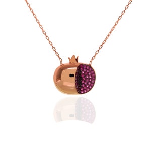 Pomegranate Necklace With Ruby Stone, Pomegranate Charms, Lovely Pomegranate Necklace, Pomegranate Jewelry, Pomegranate Necklaces,
