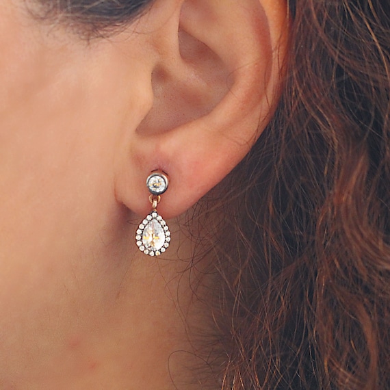 Dangle Stud Earings With Drop Stone Women Earring Women Gift deas Girl Earring 925 Sterling Silver Stud Earring Summer Earings